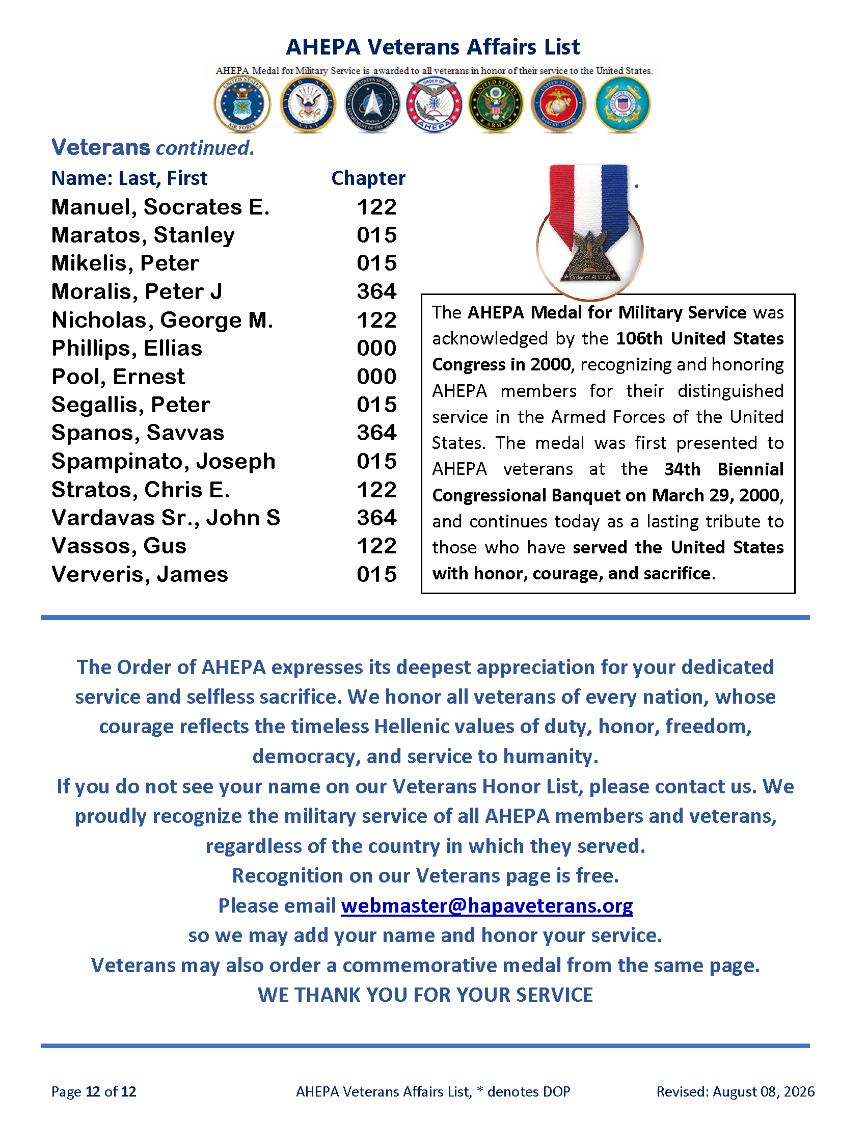 AHEPA Veterans Affairs